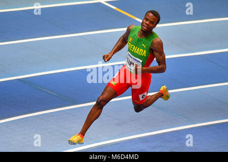 Birmingham, Großbritannien. 2. März, 2018. Birmingham, Großbritannien. 02 Mär, 2018. Bralon Taplin (GBR) in Männer 400 m während der IAAF World Indoor Championships im Arena Birmingham am Freitag, den 02. März 2018. BIRMINGHAM, ENGLAND. Credit: Taka G Wu Kredit Kredit: Taka Wu/Alamy leben Nachrichten Stockfoto