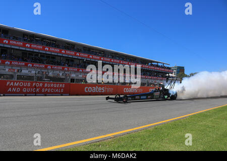 Adelaide Australien 3. März 2018. Top Fuel Dragster Demonstration am vorletzten Tag der Adelaide 500 Motorsport event Credit: Amer ghazzal/Alamy leben Nachrichten Stockfoto