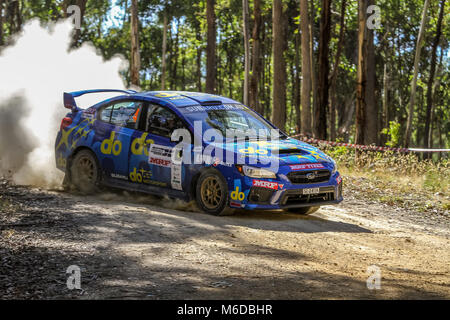 Ballarat, Victoria, Australien. 3. März, 2018. Eureka-Rallye - ringsum eine Nocken australische Meisterschaften von Wombat State Forrest in Ballarat Victoria Australischen - alle die Aktion vom ersten Tag an. Credit: Brett Keating/Alamy leben Nachrichten Stockfoto