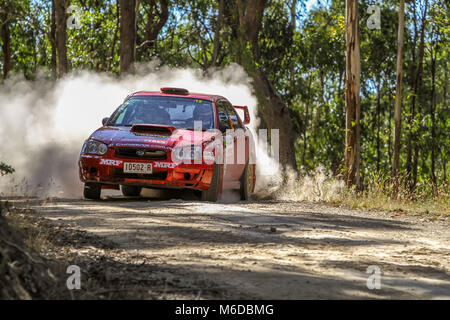 Ballarat, Victoria, Australien. 3. März, 2018. Eureka-Rallye - ringsum eine Nocken australische Meisterschaften von Wombat State Forrest in Ballarat Victoria Australischen - alle die Aktion vom ersten Tag an. Credit: Brett Keating/Alamy leben Nachrichten Stockfoto