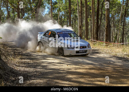 Ballarat, Victoria, Australien. 3. März, 2018. Eureka-Rallye - ringsum eine Nocken australische Meisterschaften von Wombat State Forrest in Ballarat Victoria Australischen - alle die Aktion vom ersten Tag an. Credit: Brett Keating/Alamy leben Nachrichten Stockfoto