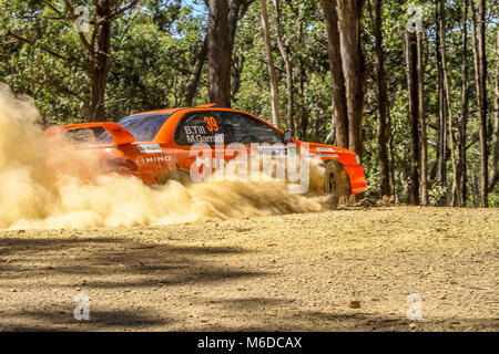 Ballarat, Victoria, Australien. 3. März, 2018. Eureka-Rallye - ringsum eine Nocken australische Meisterschaften von Wombat State Forrest in Ballarat Victoria Australischen - alle die Aktion vom ersten Tag an. Credit: Brett Keating/Alamy leben Nachrichten Stockfoto