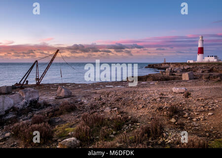 Portland Bill Leuchtturm ist eine funktionierende Leuchtturm in Portland Bill, auf der Isle of Portland, Dorset Stockfoto