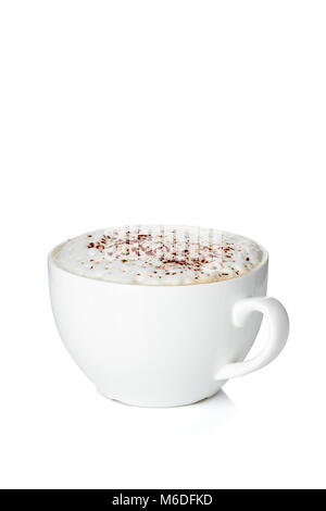 Tasse Kaffee Cappuccino auf Weiß Stockfoto