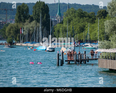 Zürichsee Landschaft im Sommer Stockfoto