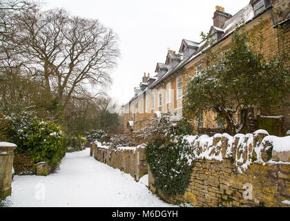 Erste Winter Schnee fallen, Willow Vale, Frome, Somerset Stockfoto