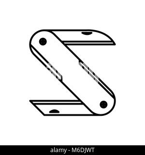 Taschenmesser Erste S Lettermark Abenteuer dünne Linie Symbol Vektor Illustration Graphic Design Stock Vektor