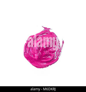 Einen Tropfen Acryl rosa Farbe auf einer weißen Fläche Stockfoto