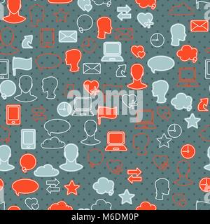 Social Media Network Icon Set nahtlose Textur Stock Vektor