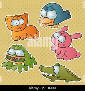 Satz von fünf cute cartoon Vektor Tiere Stock Vektor