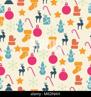 Vektor nahtlose Muster mit retro Weihnachten Symbole Stock Vektor