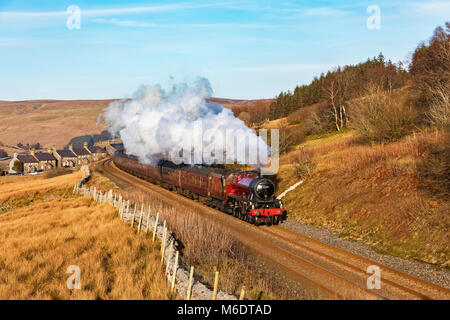 Galatea kein Beschlagen von Garsdale Bank auf den Winter Cumbrian Mountain Express Stockfoto