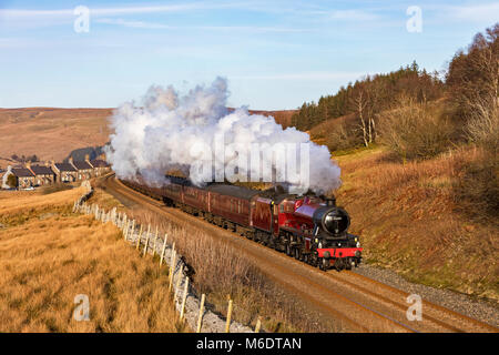 Galatea kein Beschlagen von Garsdale Bank auf den Winter Cumbrian Mountain Express Stockfoto