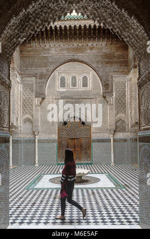 Medersa oder Madrasa el-Attarine, Medina, Fès el Bali, Fes, Marokko Stockfoto