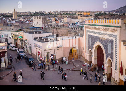 Bab Bou Jeloud Tor, Medina, Fes, Marokko Stockfoto