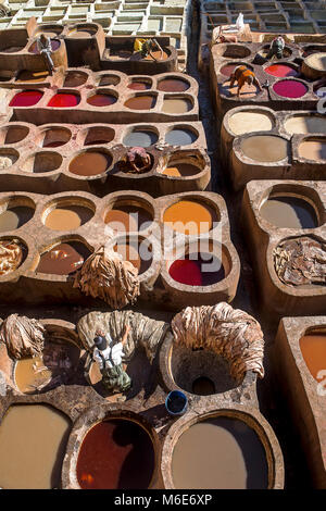 Chouwara Gerbereien. Fes. Marokko Stockfoto