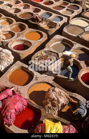 Chouwara Gerbereien. Fes. Marokko Stockfoto