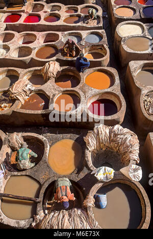 Chouwara Gerbereien. Fes. Marokko Stockfoto