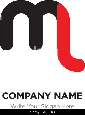 Abstrakte Buchstaben ml oder lm Logo Design vorlage, Schwarz Alphabet Buchstaben Name des Unternehmens Konzept. Flache dünne Linie Segmente miteinander verbunden Stock Vektor