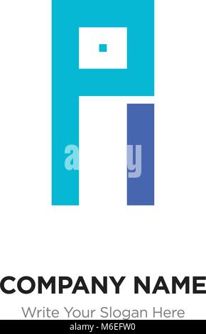 Abstrakte Buchstaben PI oder IP-Logo Design vorlage, Schwarz Alphabet Buchstaben Name des Unternehmens Konzept. Flache dünne Linie Segmente miteinander verbunden Stock Vektor