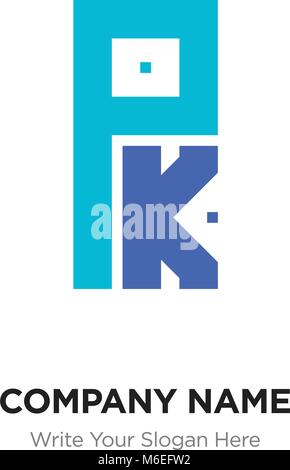 Abstrakte Buchstaben PK oder KP Logo Design vorlage, Schwarz Alphabet Buchstaben Name des Unternehmens Konzept. Flache dünne Linie Segmente miteinander verbunden Stock Vektor