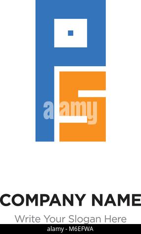 Zusammenfassung schreiben PS oder SP Logo Design vorlage, Schwarz Alphabet Buchstaben Name des Unternehmens Konzept. Flache dünne Linie Segmente miteinander verbunden Stock Vektor