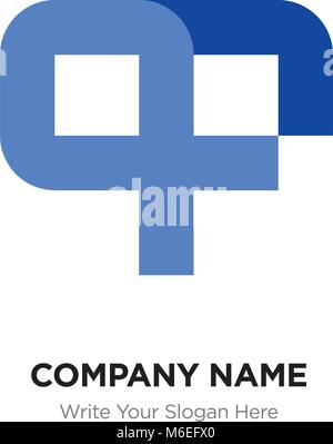 Abstrakte Buchstaben QF oder FQ Logo Design vorlage, Schwarz Alphabet Buchstaben Name des Unternehmens Konzept. Flache dünne Linie Segmente miteinander verbunden Stock Vektor