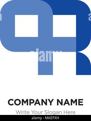 Abstrakte Buchstaben QR oder RQ Logo Design vorlage, Schwarz Alphabet Buchstaben Name des Unternehmens Konzept. Flache dünne Linie Segmente miteinander verbunden Stock Vektor
