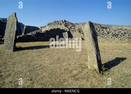Big Wall der großen Gehäuse, Great Zimbabwe, Masvingo, Simbabwe Stockfoto