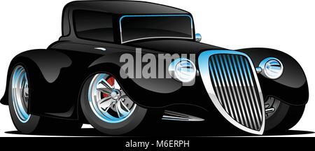 Schwarz Hot Rod Classic Coupé Custom Car Cartoon Vector Illustration Stock Vektor