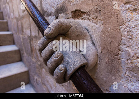 Helfende Hand Close Up in Dubrovnik. Stockfoto