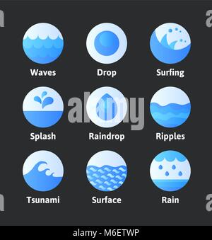 Reihe von abstrakten Flachwasser icons Stock Vektor