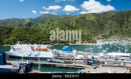 Interislander Fähre nach Picton, Südinsel, Neuseeland Stockfoto