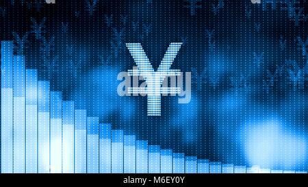 Yen fallen, absteigend grafik hintergrund, Weltwirtschaftskrise, Börsencrash Stockfoto