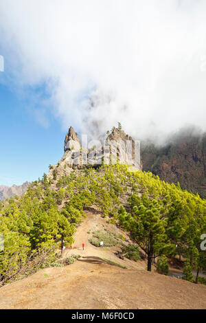 Berglandschaft bei La Cumbrecita in La Palma, Spanien. Perspektive über Lens Shift korrigiert. Stockfoto