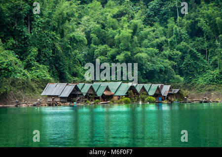 Kleine indigene Siedlung am Ufer eines Flusses im Dschungel Stockfoto