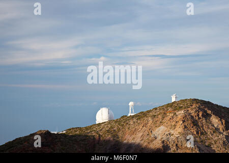 Astronomische Observatorien am Roque de Los Muchachos auf La Palma in Spanien. Stockfoto