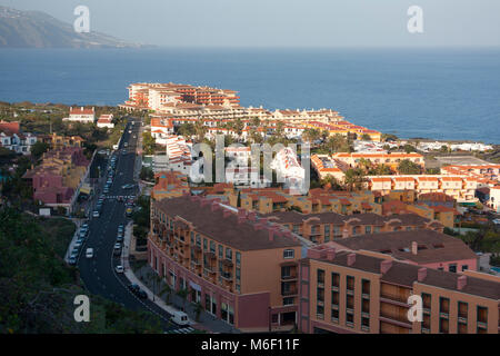 Blick über das Dorf Los Cancajos auf La Palma. Stockfoto