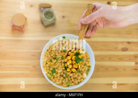 Esslöffel Kichererbsen Stockfoto