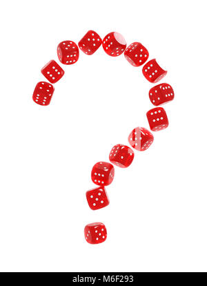 Question mark made of red gambling dices. Risk behind gambling concept Stockfoto
