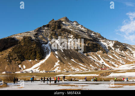 Skogafoss Wasserfall, südlichen Island. Stockfoto