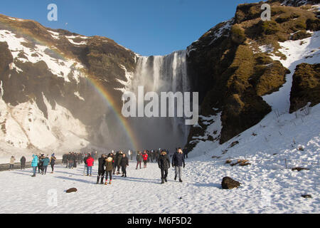 Skogafoss Wasserfall, südlichen Island. Stockfoto