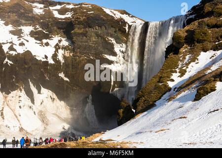 Skogafoss Wasserfall, südlichen Island. Stockfoto