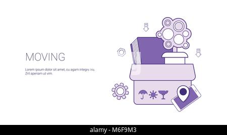 Umzug in neue Wohnung Vorlage Web Banner mit Platz kopieren Stock Vektor