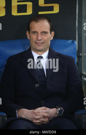 Rom, Italien. 3. März 2018. Serie A SS Lazio vs FC Juventus. Max Allegri vor dem Spiel SS Lazio F.C. vs. Juventus im Stadio Olimpico in Rom. Credit: Marco iacobucci/Alamy Live News Credit: Marco iacobucci/Alamy leben Nachrichten Stockfoto