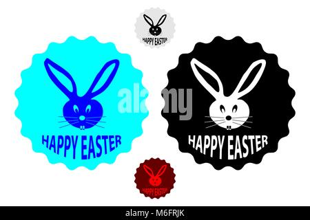 Frohe Ostern - Kaninchen Kopf-Vektor Aufkleber-set Stock Vektor
