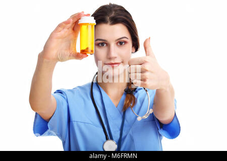 Frau Doktor isoliert auf weißem Hintergrund Stockfoto