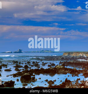 Leuchtturm, Point Piedras Blancas, Big Sur, Monterey County, Kalifornien Stockfoto