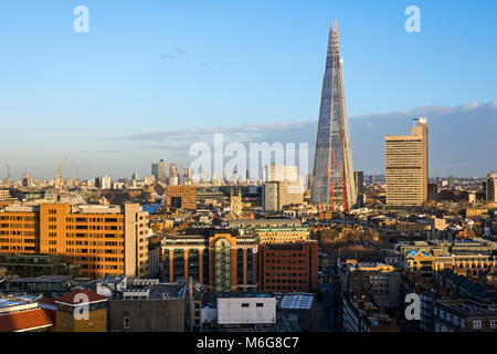 Panoramablick auf London mit dem Shard Wolkenkratzer, England Vereinigtes Königreich Großbritannien Stockfoto