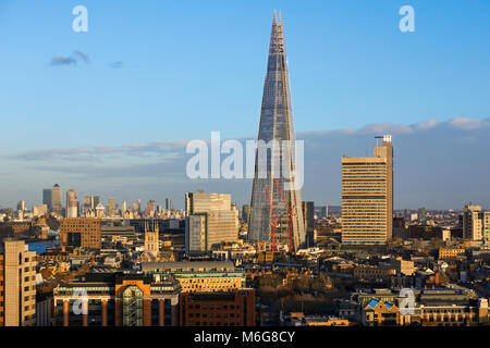 Panoramablick auf London mit dem Shard Wolkenkratzer, England Vereinigtes Königreich Großbritannien Stockfoto